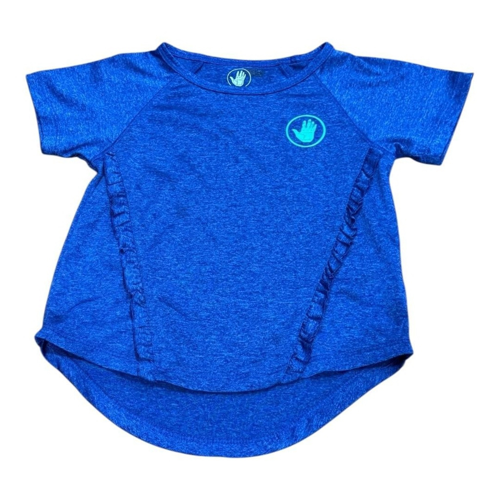Body Glove Shirt Girls 5 Blue Activewear Short Sleeve Ruffle Hem Top Casual
